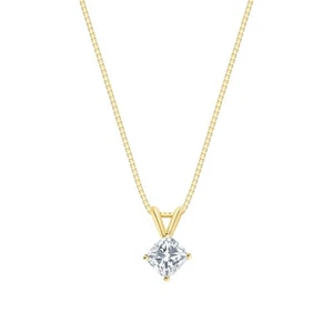 Collar de diamantes cultivados creado en laboratorio con cojín torneado de 3/4 quilates de oro amarillo de 14 K F/VS - Imagen 1 de 1