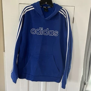 Adidas Hombre Grande Azul 3 Blanco Rayas Pullover Sudadera con Capucha Suéter Deportivo - Imagen 1 de 10
