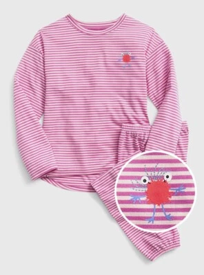 GAP Kids Girls Sz 4, 6 Loose Fit Monster Long Sleeve 2 Pc Pajama PJs - Image 1 of 2