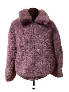 Abrigo eléctrico y rosa púrpura lavanda imitación piel cremallera talla pequeña - Imagen 1 de 6