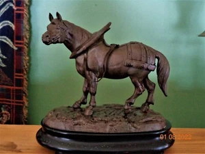 Antique Spelter Morgan Horse in Harness Statue/Sculpture Bronze Early 1900's Era - Picture 1 of 12