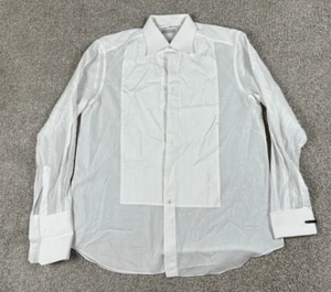 Stefano Ricci Dress Shirt Mens 17 43 White Solid Cotton Button Up Italy Made - Picture 1 of 11