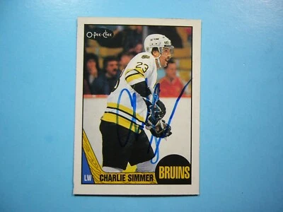 1987/88 O-PEE-CHEE NHL HOCKEY CARD #52 CHARLIE SIMMER NM AUTO AUTOGRAPH OPC - Image 1 of 3