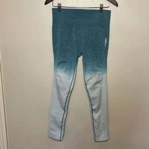 Gymshark Seamless Leggings Teal Ombré Large Workout High Rise - Picture 1 of 8