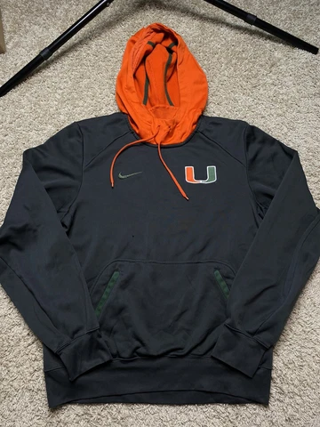 Miami Hurricanes Nike Hoodie Sweatshirt Therma Fit Nike Gray Size Small Mens Cover