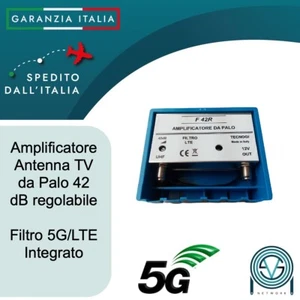 Amplificatore antenna TV da palo con filtro LTE/5G 42 dB regolabile 1 UHF - Imagen 1 de 3