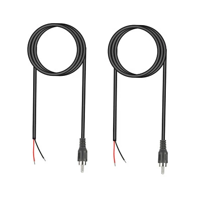 2Pcs 1m RCA Male Plug to Bare Wire Open End Pigtail Audio Speaker HDTV Cable - Image 1 of 4
