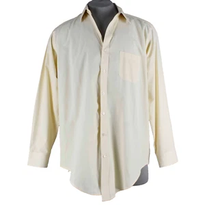 Adolfo Sz 17.5 Tall 36/37 Yellow Collared Button Down Cotton Polyester Shirt - Picture 1 of 5