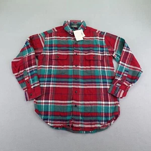 Vintage Polo Ralph Lauren Shirt Boys Large Red Green Plaid Flannel 90s Deadstock - Picture 1 of 12