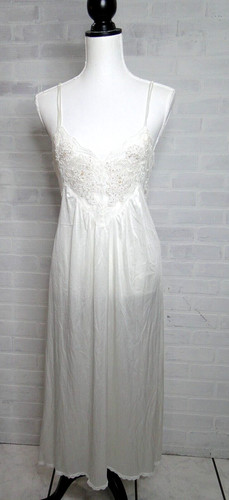 UNDERCOVER Abito lungo vintage Victoria's Secret perle raso avorio abito da sposa slip pizzo S