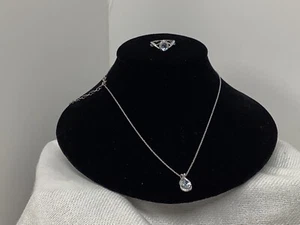 necklace 18" and ring size 6.5 925 blue topaz rhinesote - Picture 1 of 2