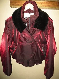 Vintage Nils metallic kastanienbraun lila Kunstfell Daunenmantel Snowboard Skijacke Gr. 14 - Bild 1 von 7
