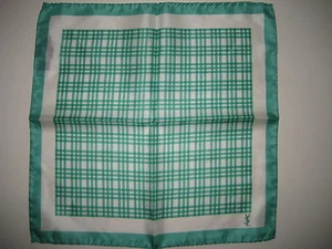 $140 NEW Mens Yves Saint Laurent YSL Green Silk Handkerchief Pocket Square 13x13 - Picture 1 of 8