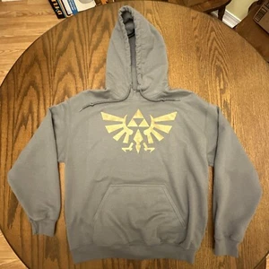 Legend Of Zelda Triforce Hoodie Men’s Medium Gray Upcycled - Picture 1 of 5