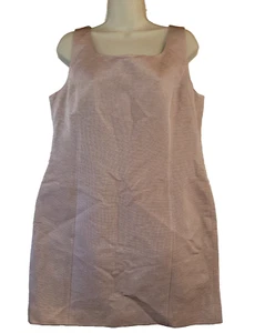 Armani Collezioni 14 Ribbed Scoop Neck Shift Dress Lined Beige Mauve - Picture 1 of 24