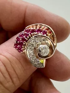 Antique 14k ROSE GOLD 2ctw Dia/Ruby Ring w Appraisal - Picture 1 of 10