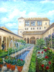 Alhambra Spain Fine Art Limited Edition Giclee Canvas Print Painting Landscape - Picture 1 of 9