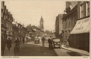 BOROUGH SERIES ANIMATED POSTCARD CHEAP STREET NEWBURY BERKSHIRE C1934 - Picture 1 of 2