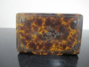 Antike 19. Jh. Faux SCHILDPATT Silber Intarsien Schmuck Reise Pille Schnupftabakdose - Bild 1 von 8