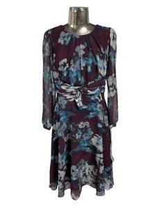 MICHAELA LOUISA Dress Size Medium 14 Plum Mix Womens Floral NEW EU42 RRP £197 - Picture 1 of 11