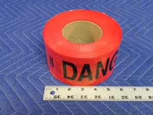 "DANGER" Barrier Warning Tape 3" x 1000' 3-mil Polyethylene Black on Red E36 - Picture 1 of 4