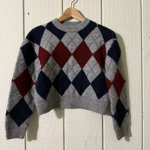 Zara Knit Argyle Sweater Boys Sweater Size L Multicolor Wool Checker Sweater - Picture 1 of 9