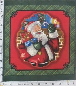 Christmas Classic Santa Fabric Gifts 10" Quilt Block Square Quilting  Panel - Picture 1 of 1