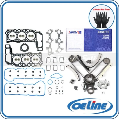 Head Gasket Set Timing Chain Kit Oil Pump for Dodge Dakota Ram Jeep Liberty - Image 1 of 4