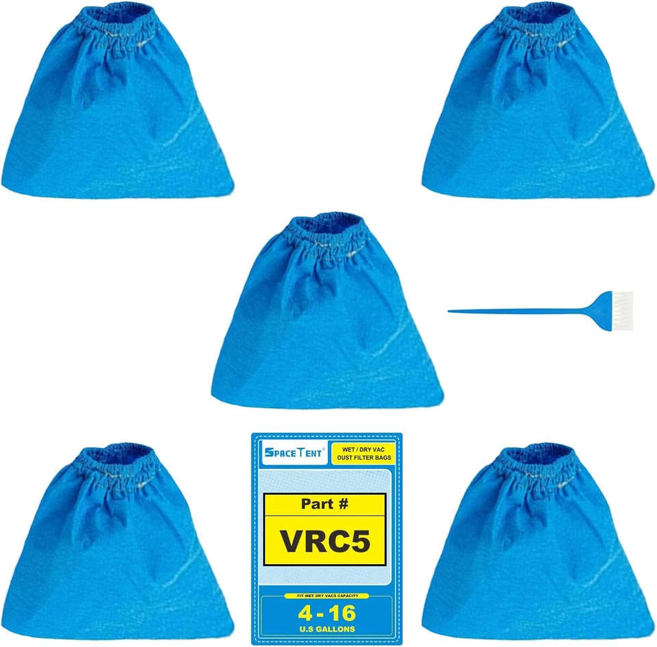 5 Pack VRC5 Shop Vac Filter Bags for Vacmaster 4 5 12 16 Gal Wet Dry Vac Filter - Image 1 of 4