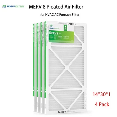 TRIGHTFILTERS 14x30x1 MERV 8 Pleated Air Filter HVAC AC Furnace Replacement 4pcs