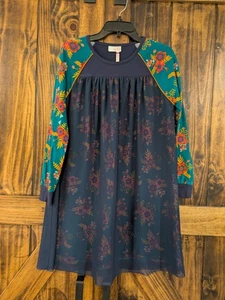 Matilda Jane 435 Time to Dance Navy Dress Long Sleeve Overlay Girls Sz 12 EUC - Picture 1 of 8