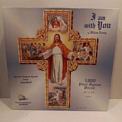 " I Am With You"Cross Shaped 1000 Piece Jigsaw Puzzle Jesus Religious SunsOut - Image 1 of 3