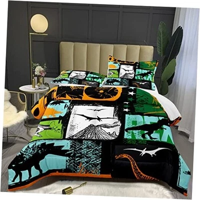  Juego de cama para niños - Juego de edredón de dinosaurio tamaño con dinosaurio completo 4018 Foto 1 de 4