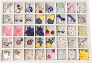 Earring Organizer Stackable Jewelry Tray Drawer Organizer Removable 40 Grid - Picture 1 of 6