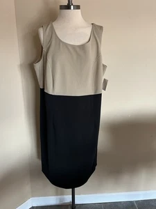 Danny & Nicole womens 18W NWT cream black sleeveless shift dress Business Office - Picture 1 of 8