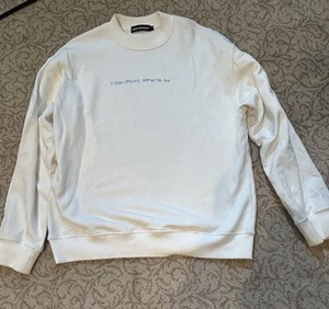 Large "TAKA ORIGINAL Created The Fun" Sweater Sweatshirt Crew - White - - Picture 1 of 4