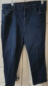 Pantalones de mezclilla para mujer Ralph Lauren talla 16W Premier pierna recta elásticos lavado oscuro - Imagen 1 de 5