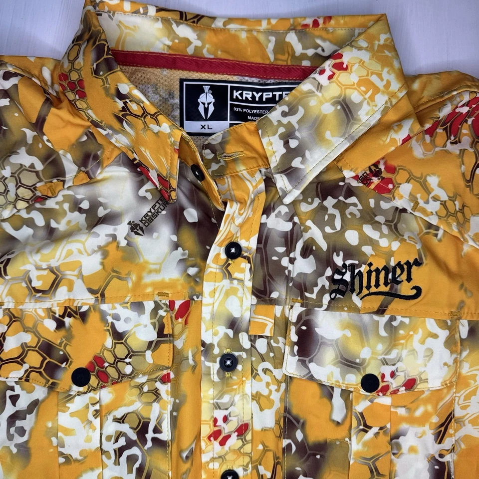 New RARE Limited Edition Kryptek x Shiner Bock Collab Mens XL Button Down Shirt - Image 1 of 4