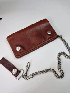 Vintage Leather Harley Davidson Wallet with chain Biker - Picture 1 of 16