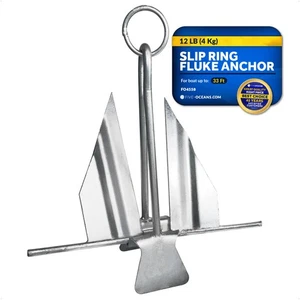 Fluke Anchor, 12 Lb Easy-Release Hot Dipped Galvanized Steel - Picture 1 of 8
