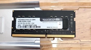 ORIGINAL!! TEAMGROUP 8GB DDR4 3200 LAPTOP SODIMM MEMORY SDRAM TED48G3200C22-SBK - Picture 1 of 2