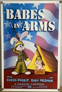 BAMBINE IN ARMI ARROTOLATE ORIGINALE UN FOGLIO POSTER FILM ROGER RABBIT (1988) - Foto 1 di 1