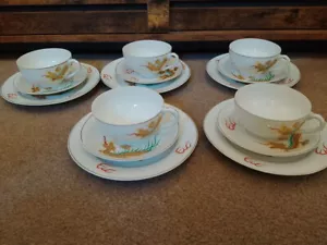 Lucky china Japanese moriage dragonware vintage tea set x5 with Geisha lithopane - Picture 1 of 9