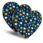 2x Heart MDF Coasters - Colourful Hand Drawn Star Pattern  #44665