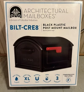 BILT CRE8 Plastic Post Mount Mailbox, Compatibility Code F 950050B-10 Black - Picture 1 of 1