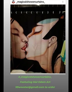Cortina de ducha con licencia oficial Mel Odom "Kabuki Kiss" - Imagen 1 de 8