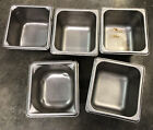 LOT of 5 Stainless Steel Sixth Size Steam Table Pans 4''  Deep 1/6th