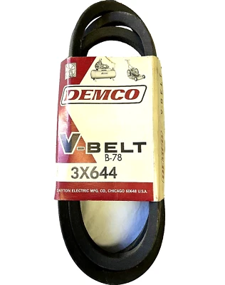 DEMCO V-BELTS B-78 3X644 LAWN MOWERS-COMPRESSORS-LARGE FANS DALTON ELECT PB-1162 - Image 1 of 3