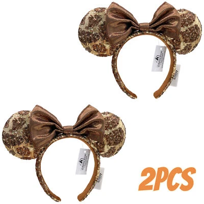 Diadema 2 piezas Disney-Park Animal Kingdom jirafa estampado animal lentejuelas orejas de Minnie Foto 1 de 4