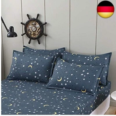 Kissenbezug 50 x 75 cm, 2er Set Kopfkissenbezug Blauer Stern Mond Galaxie 100% - Bild 1 von 4